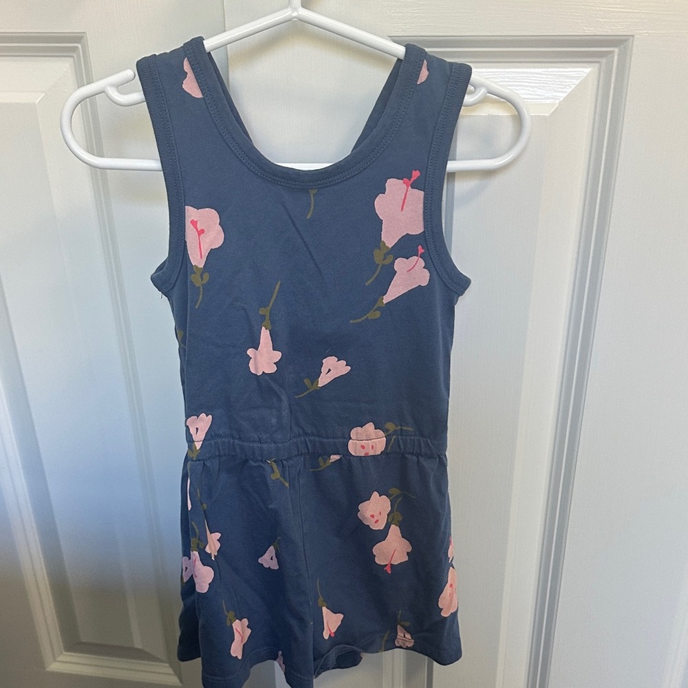 Tea Collection Navy and Pink Floral Romper